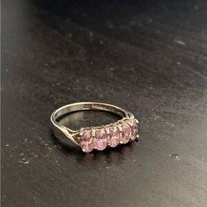 Genuine Silver Pink Five-Stone Ring